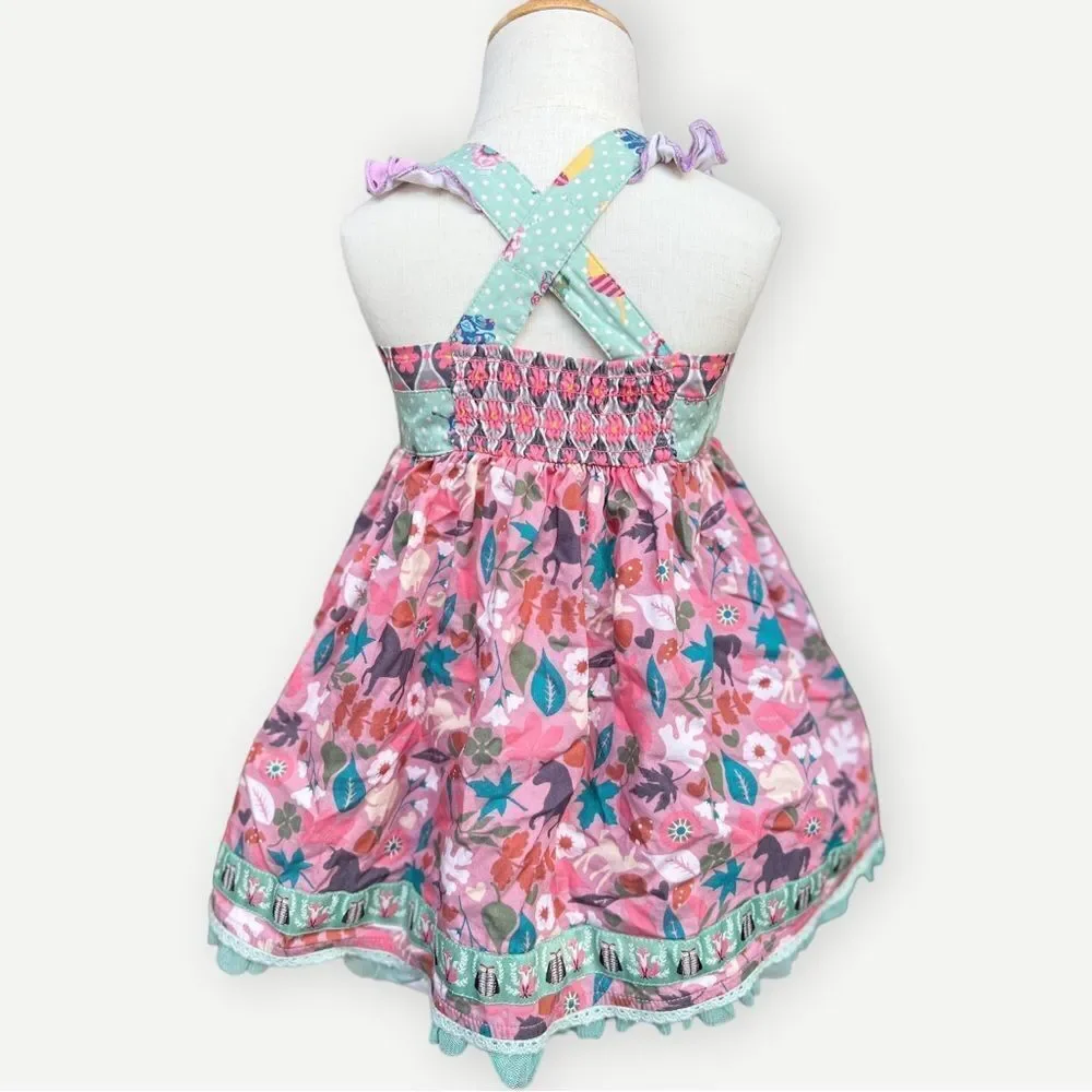Matilda Jane Quiet Village Girls Kids Colorful Cross Back Dress. 18-24 Months.